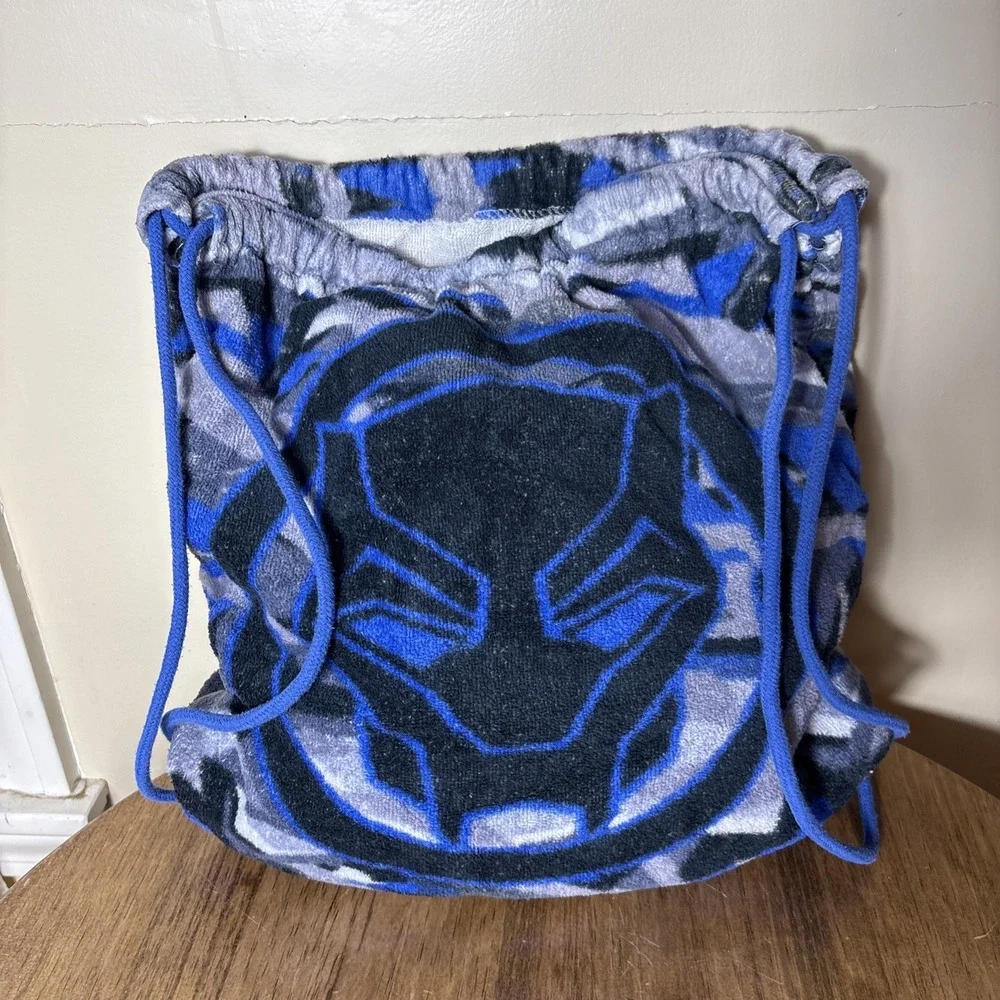 Black Panther Kids Backpack Beach Towel Folds Up Into Easy To Carry Backpack